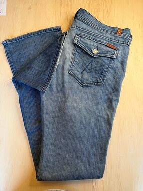7 For All Mankind Medium Blue Bootcut Jeans with Flap Pocket